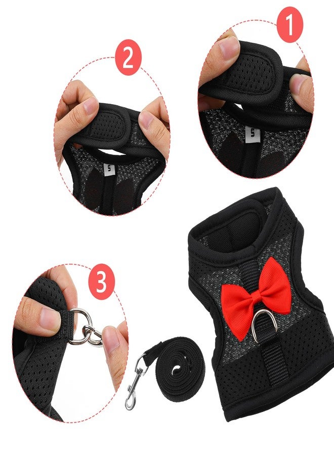 Elegaperma Rabbit Harness and Leash Set, Easily Adjustable Rabbit Harnesss Leash for Small Animals, Rabbits Harness and Leashes for Proof Safely Walking Cute Bow Vest and Leashes, Black, Small - Image 4